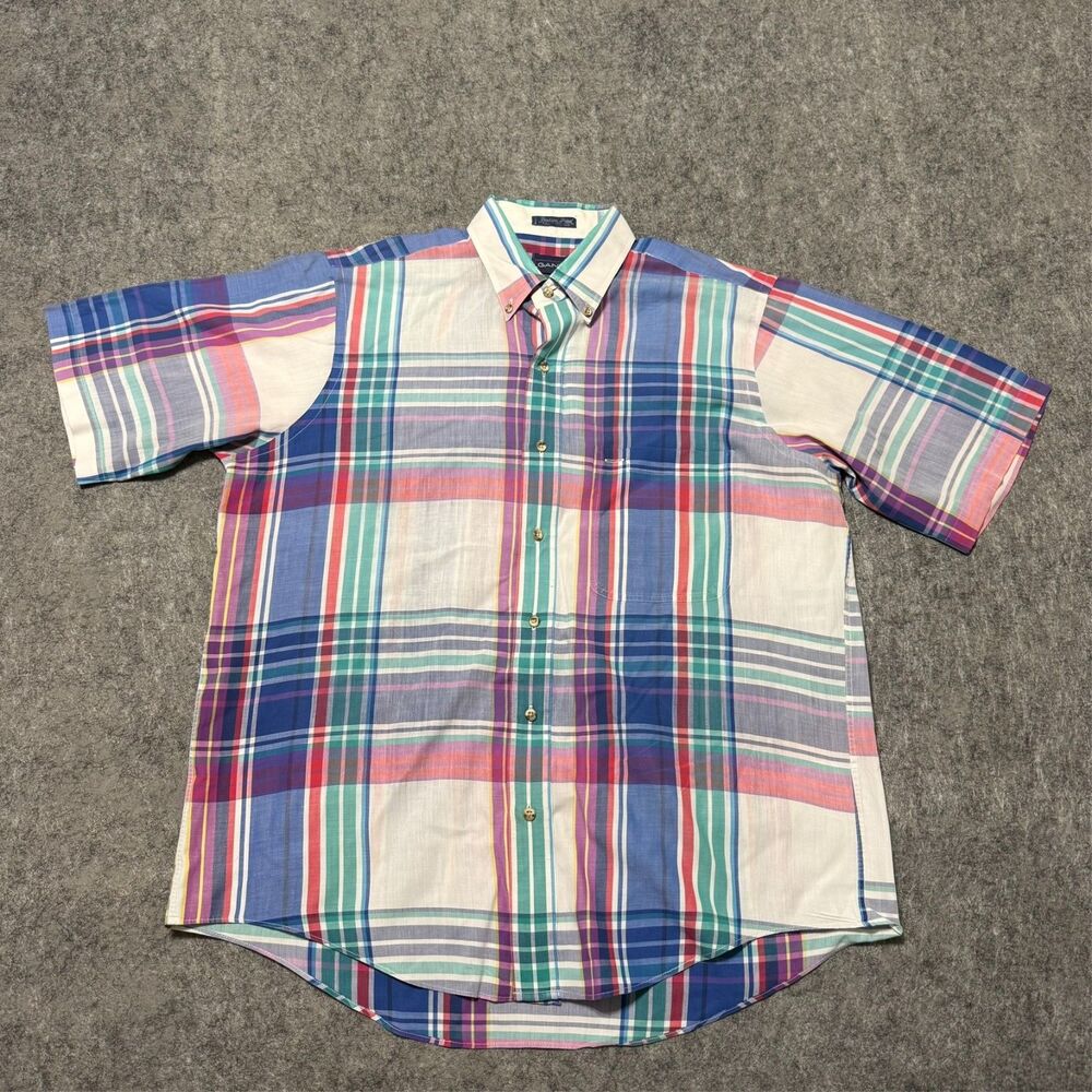 Vintage Y2K Gant Shirt Mens XL Foxhunt Plaid Short Sleeve Button Down